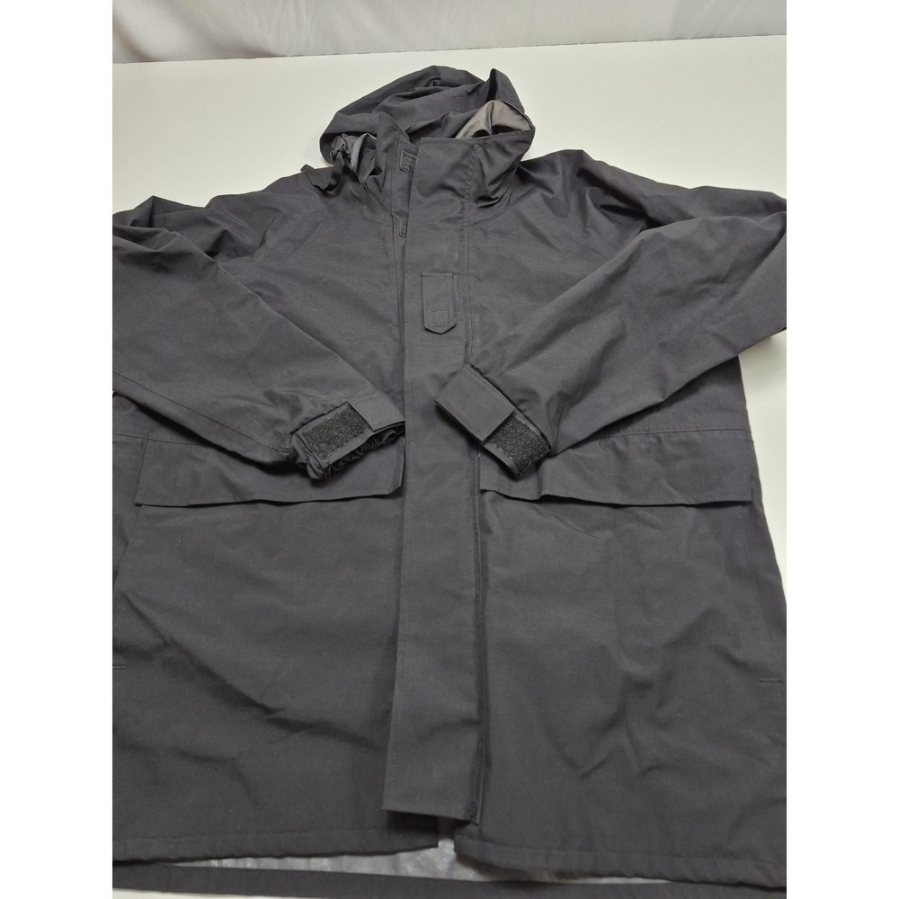 US Navy Cold Weather Parka Mens LT Black Goretex Rain Jacket Packable Hood